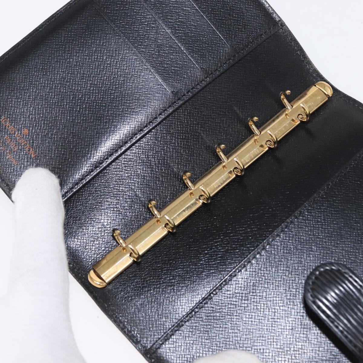 LOUIS VUITTON Epi Agenda PM Day Planner Cover Black R20052 LV Auth BA7724