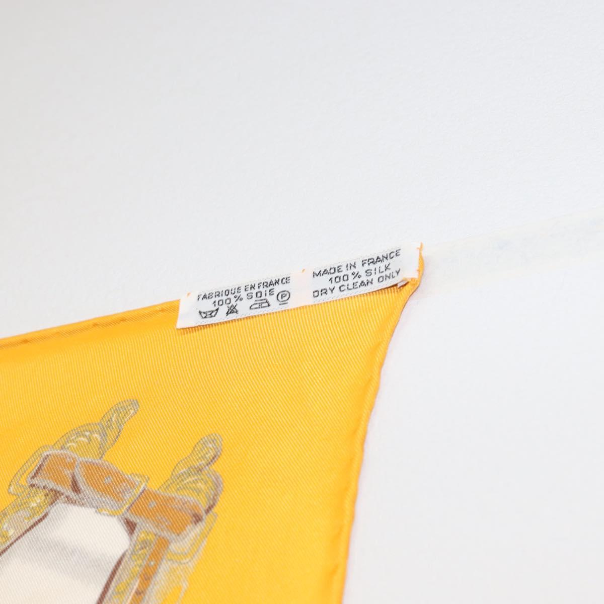 HERMES Carre 90 Scarf Silk ""MUSEE"" Yellow Auth BA7733