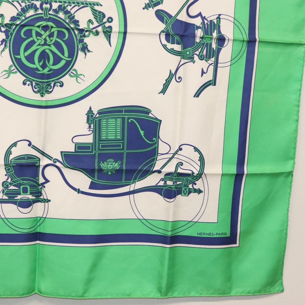 HERMES Carre 90 Scarf Silk ""EX-LIBRIS"" Green Auth BA7734