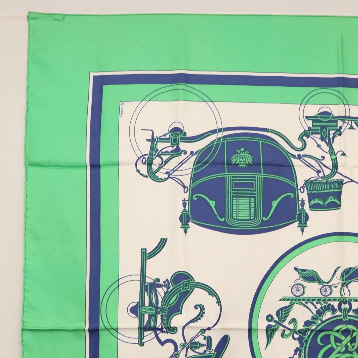 HERMES Carre 90 Scarf Silk ""EX-LIBRIS"" Green Auth BA7734