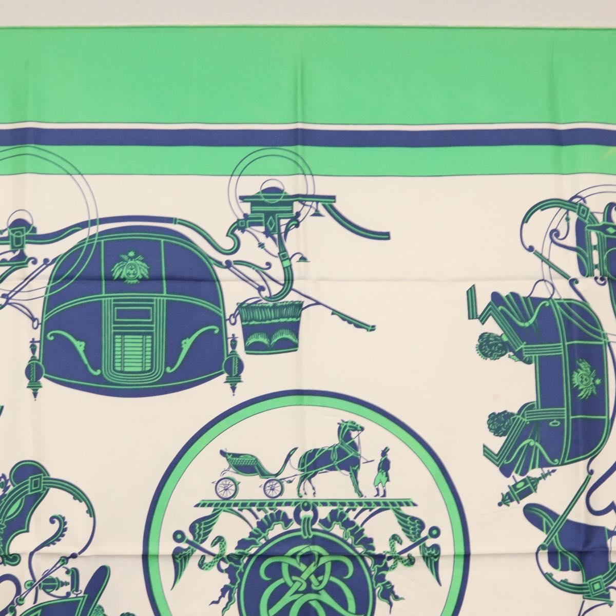 HERMES Carre 90 Scarf Silk ""EX-LIBRIS"" Green Auth BA7734