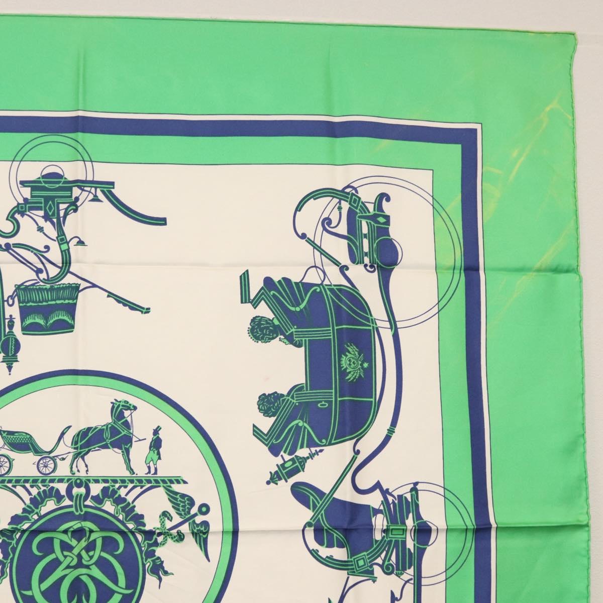 HERMES Carre 90 Scarf Silk ""EX-LIBRIS"" Green Auth BA7734