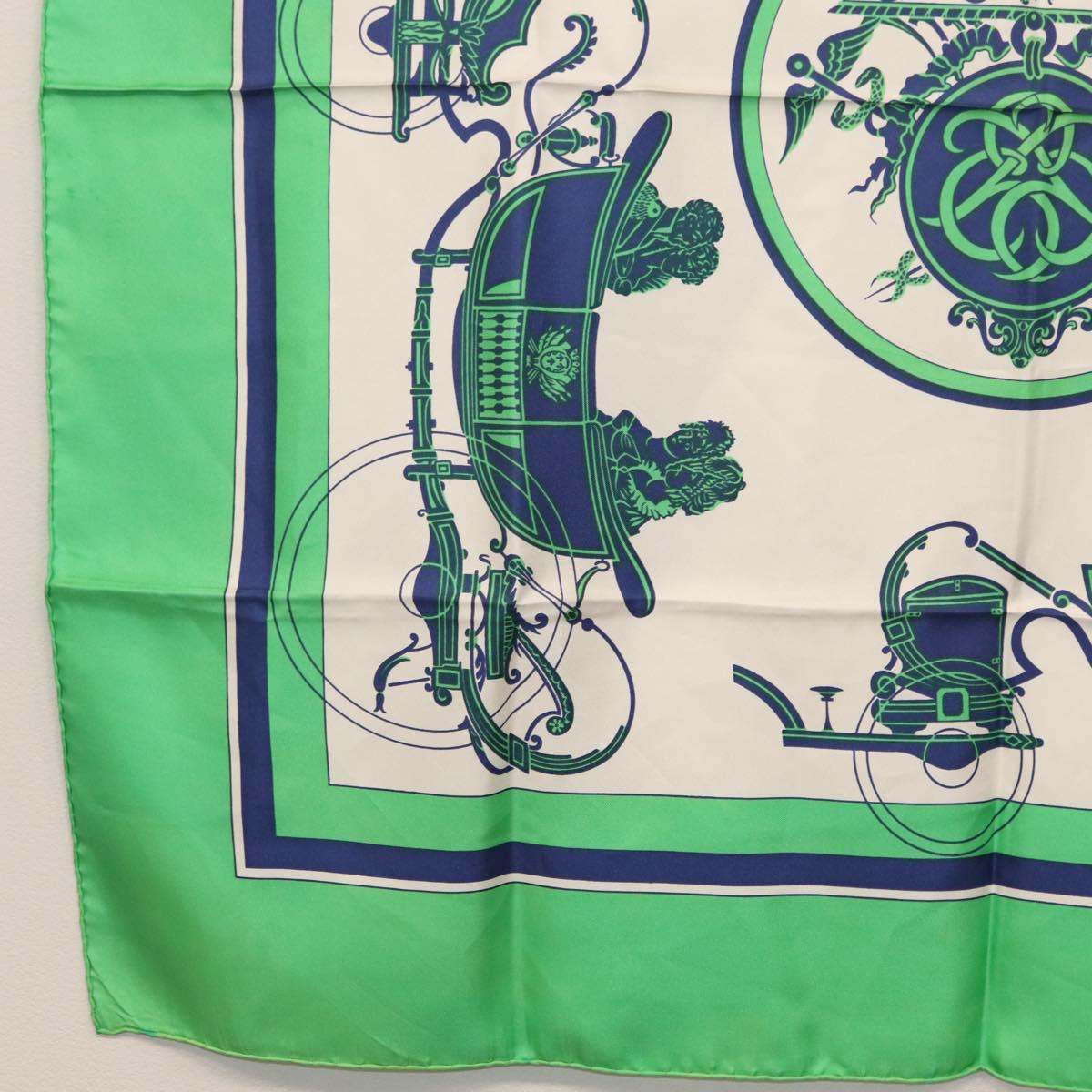 HERMES Carre 90 Scarf Silk ""EX-LIBRIS"" Green Auth BA7734