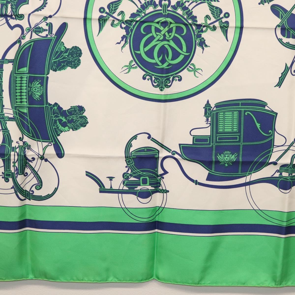 HERMES Carre 90 Scarf Silk ""EX-LIBRIS"" Green Auth BA7734