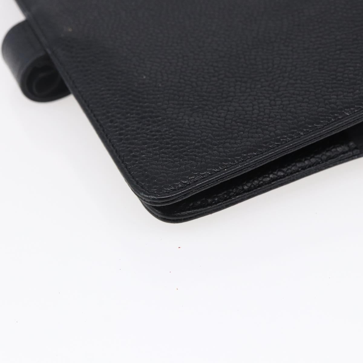 CHANEL Agenda Day Planner Cover Caviar Skin Black Gold CC Auth BA7735