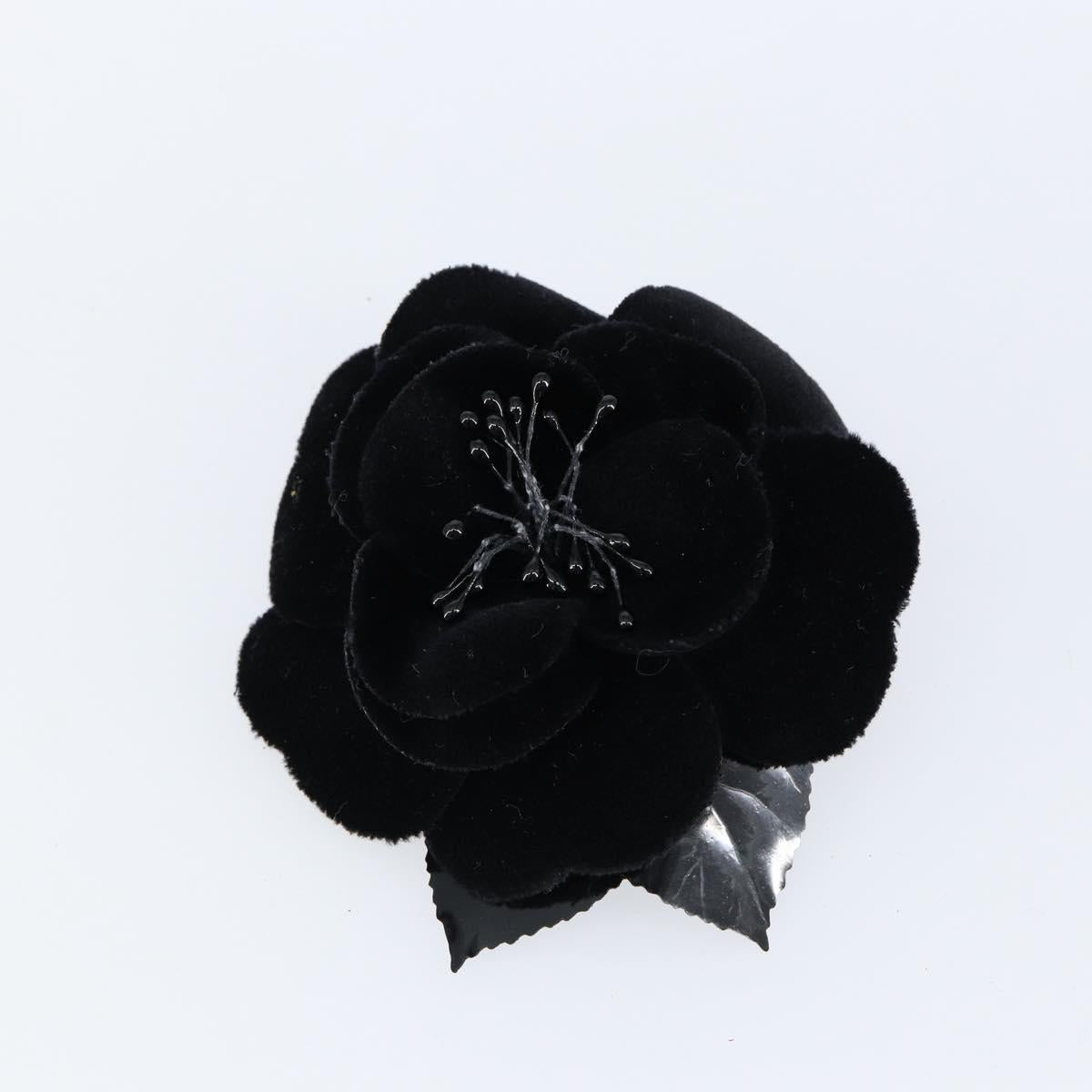 CHANEL Brooch Velor Black CC Auth BA7736