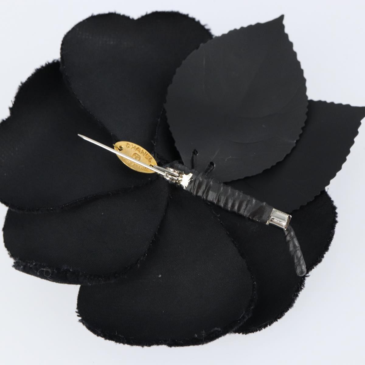 CHANEL Brooch Velor Black CC Auth BA7736
