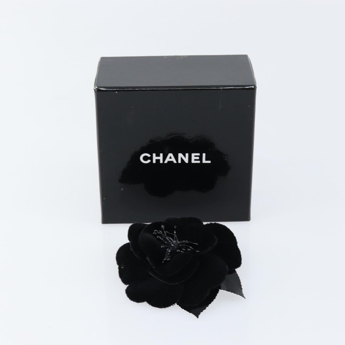 CHANEL Brooch Velor Black CC Auth BA7736
