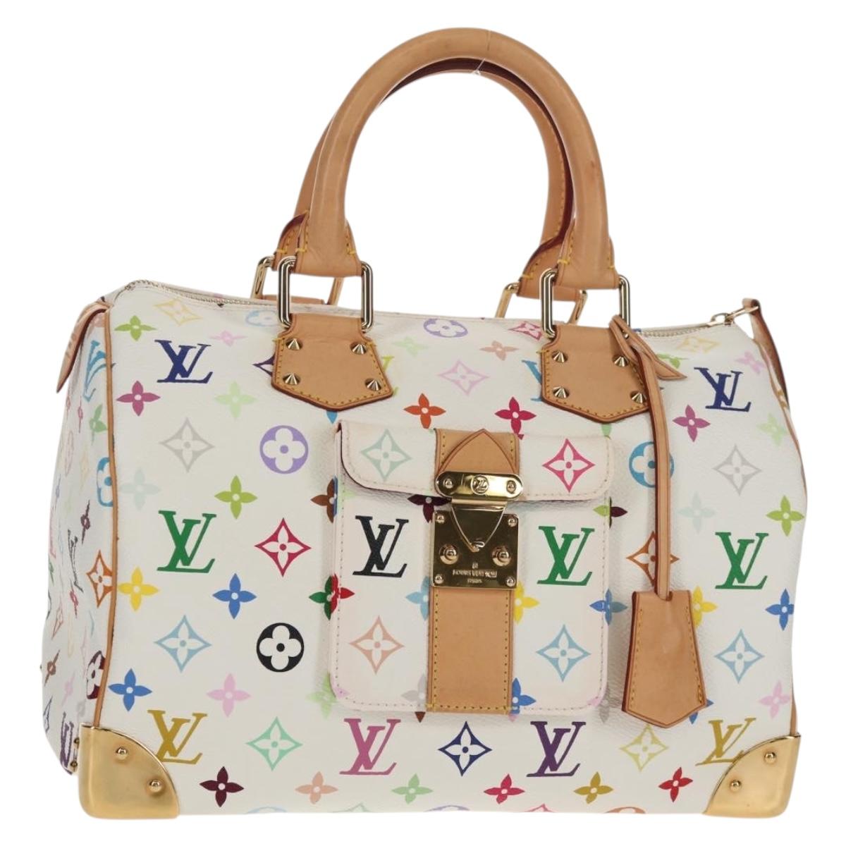 LOUIS VUITTON Monogram Multicolor Speedy 30 Hand Bag White M92643 Auth BA7743SV