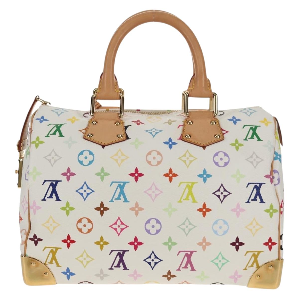 LOUIS VUITTON Monogram Multicolor Speedy 30 Hand Bag White M92643 Auth BA7743SV
