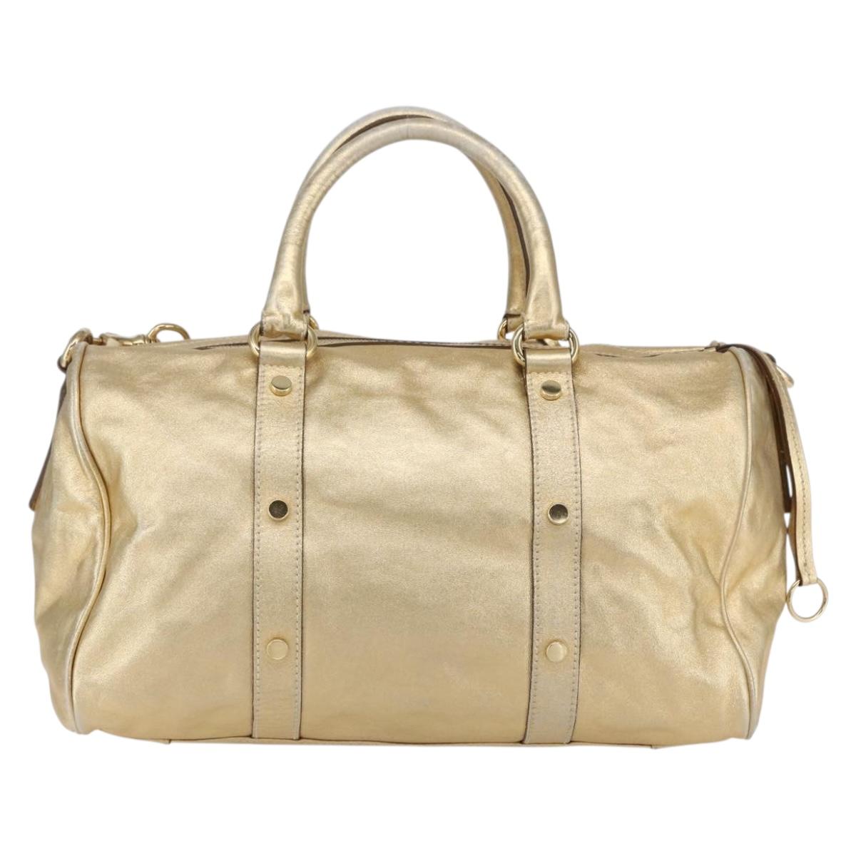 DOLCE&GABBANA Hand Bag Leather 2way Champagne Gold Gold Auth BA7747