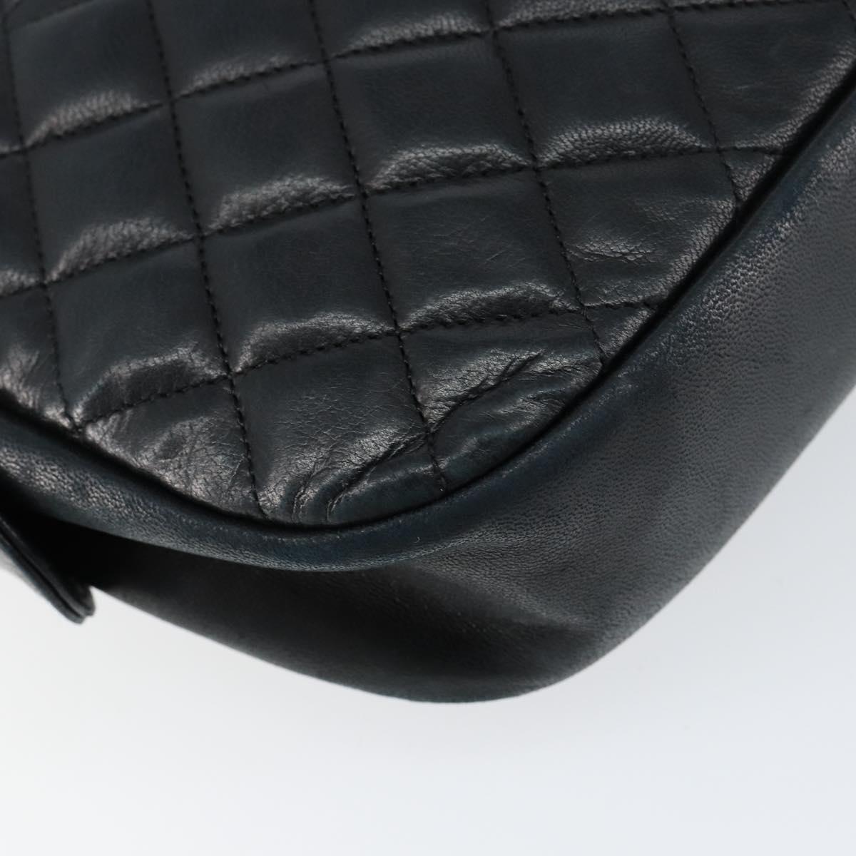 CHANEL Matelasse Chain Shoulder Bag Lamb Skin Navy Gold CC Auth BA7749