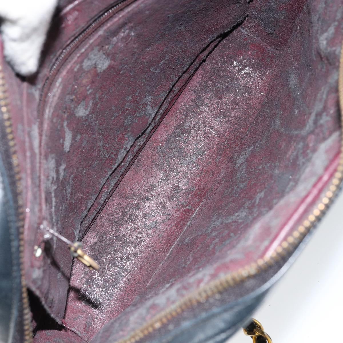 CHANEL Matelasse Chain Shoulder Bag Lamb Skin Navy Gold CC Auth BA7749