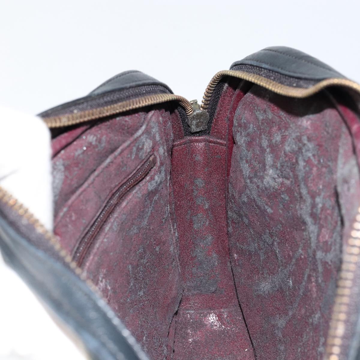 CHANEL Matelasse Chain Shoulder Bag Lamb Skin Navy Gold CC Auth BA7749