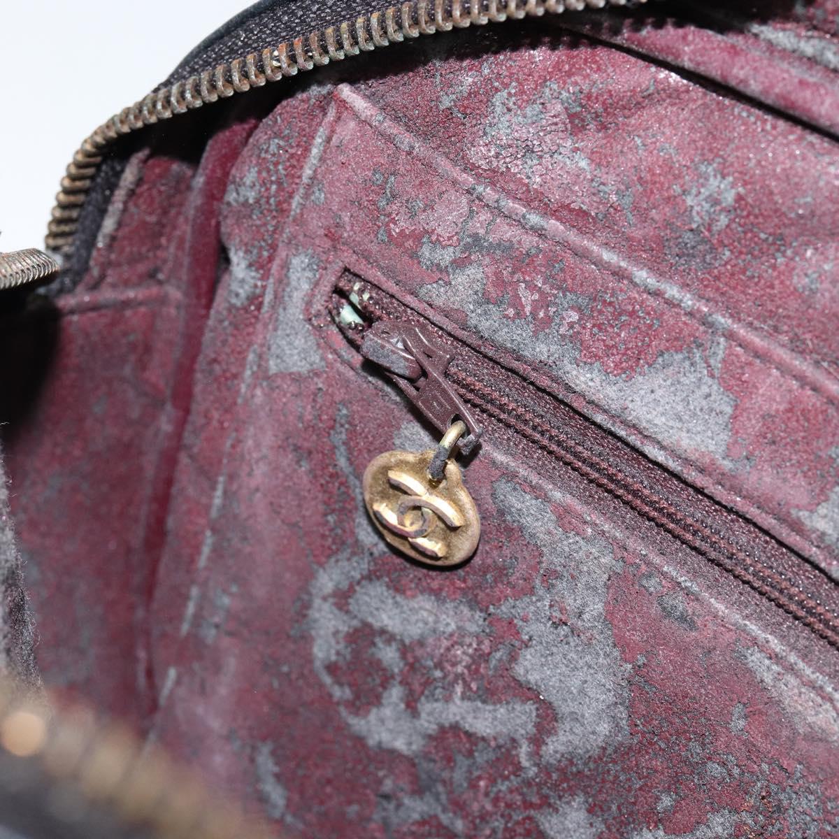 CHANEL Matelasse Chain Shoulder Bag Lamb Skin Navy Gold CC Auth BA7749