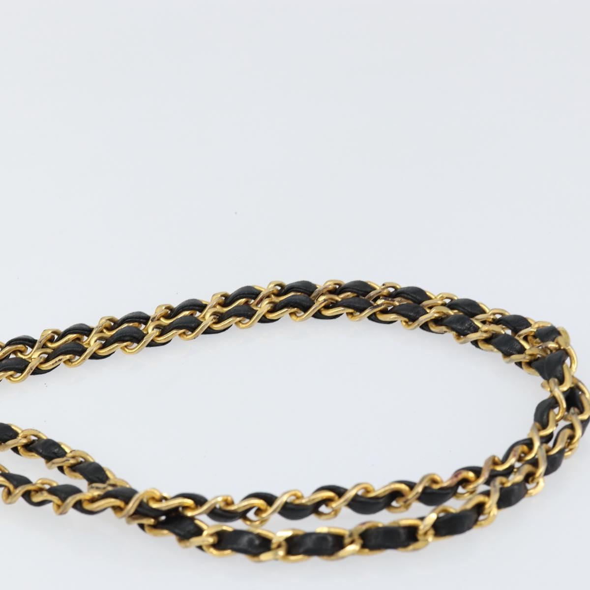 CHANEL Matelasse Chain Shoulder Bag Lamb Skin Navy Gold CC Auth BA7749