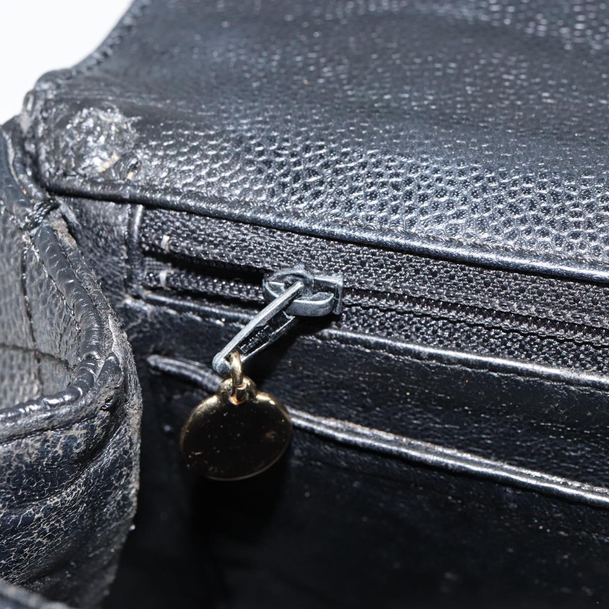 CHANEL Hand Bag Caviar Skin Black Gold CC Auth BA7750