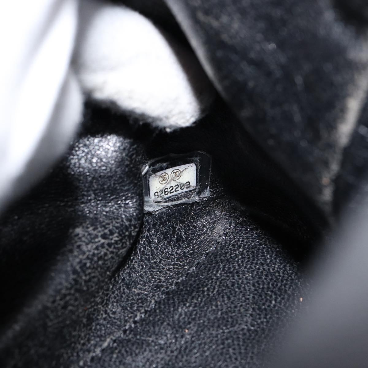 CHANEL Hand Bag Caviar Skin Black Gold CC Auth BA7750