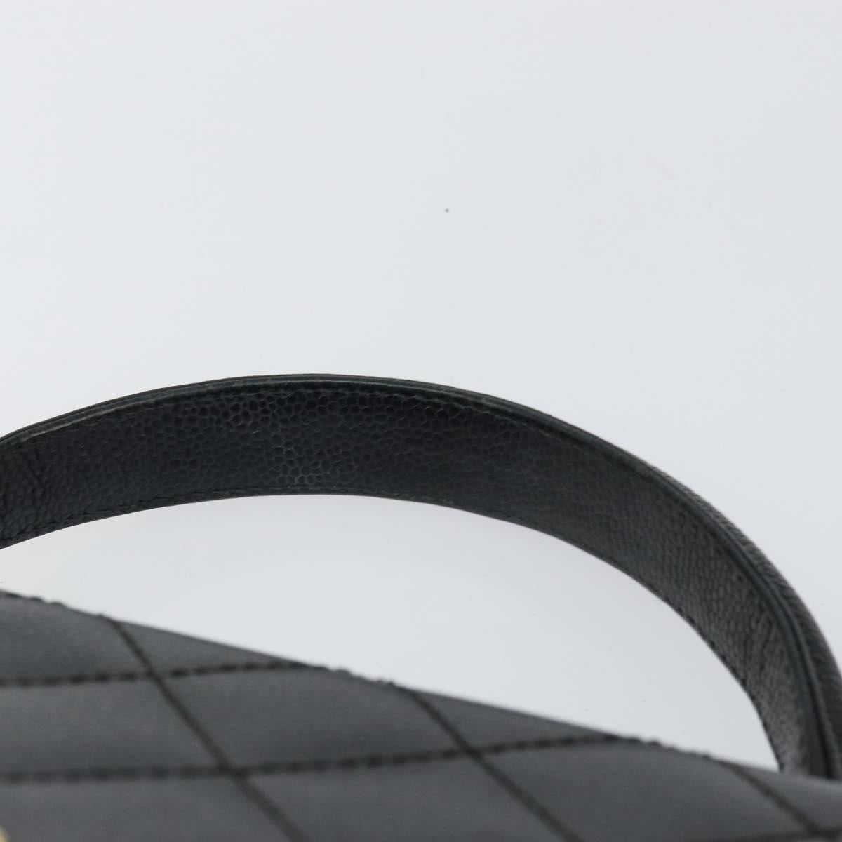 CHANEL Hand Bag Caviar Skin Black Gold CC Auth BA7750