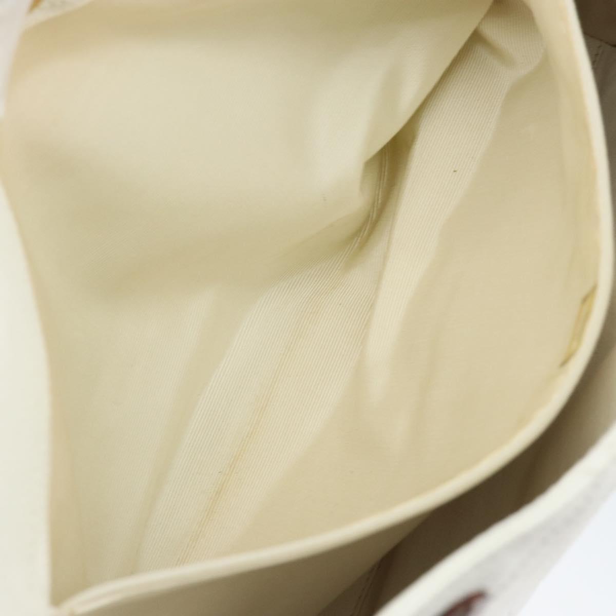 CHANEL Tote Bag Caviar Skin White Gold CC Auth BA7751