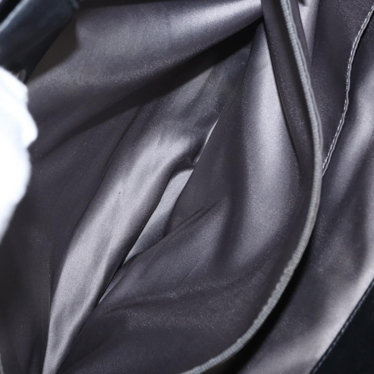 CHANEL Choco Bar Tote Bag Leather Black Silver CC Auth BA7753