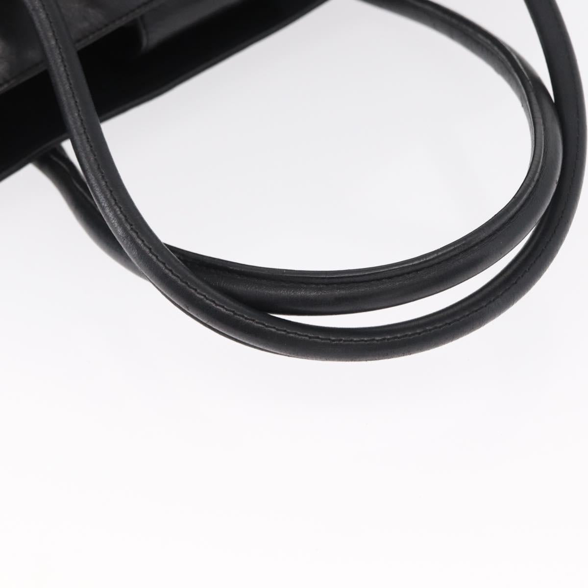 CHANEL Choco Bar Tote Bag Leather Black Silver CC Auth BA7753