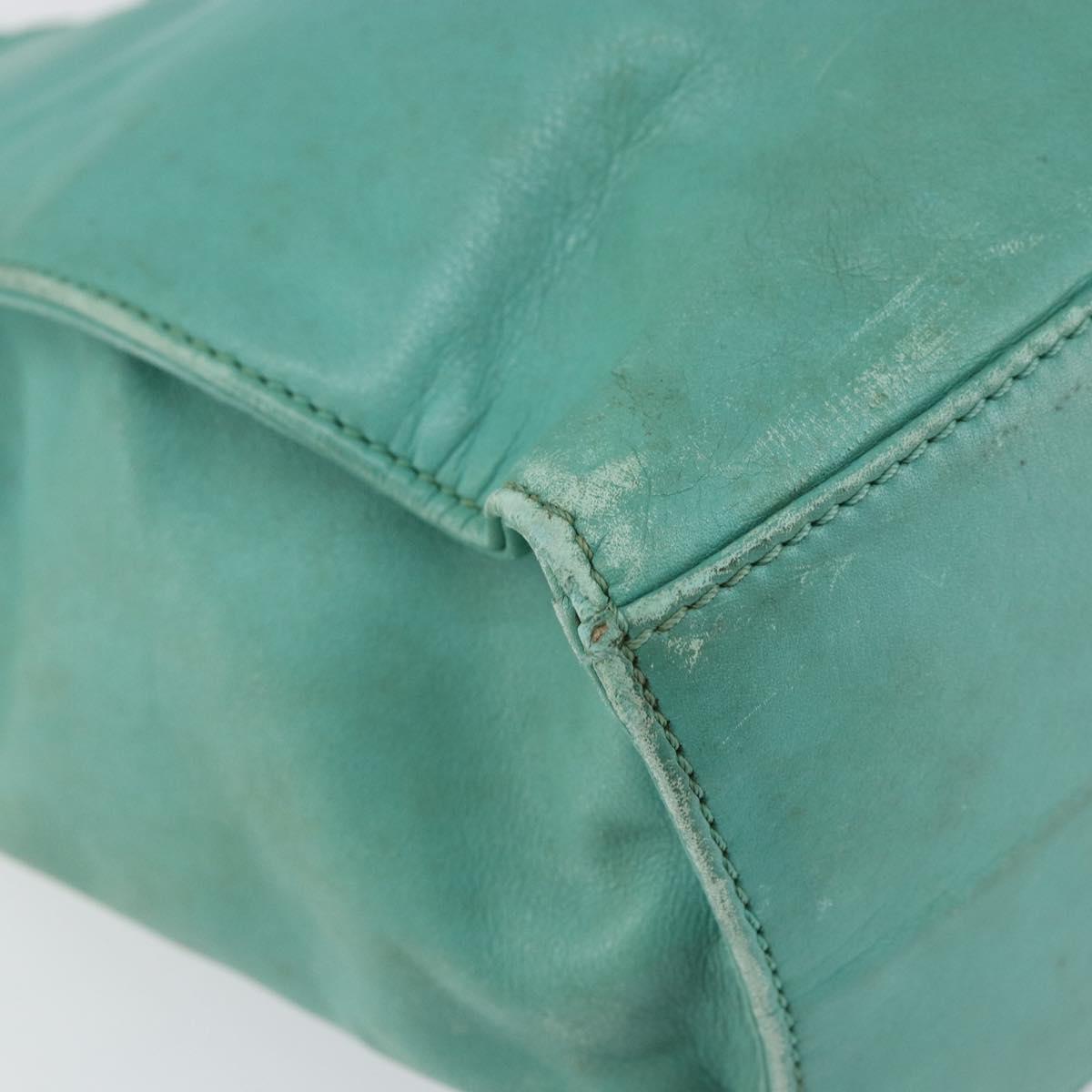 CHANEL Tote Bag Lamb Skin Turquoise Blue CC Auth BA7754