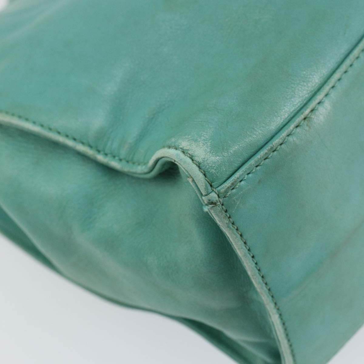 CHANEL Tote Bag Lamb Skin Turquoise Blue CC Auth BA7754