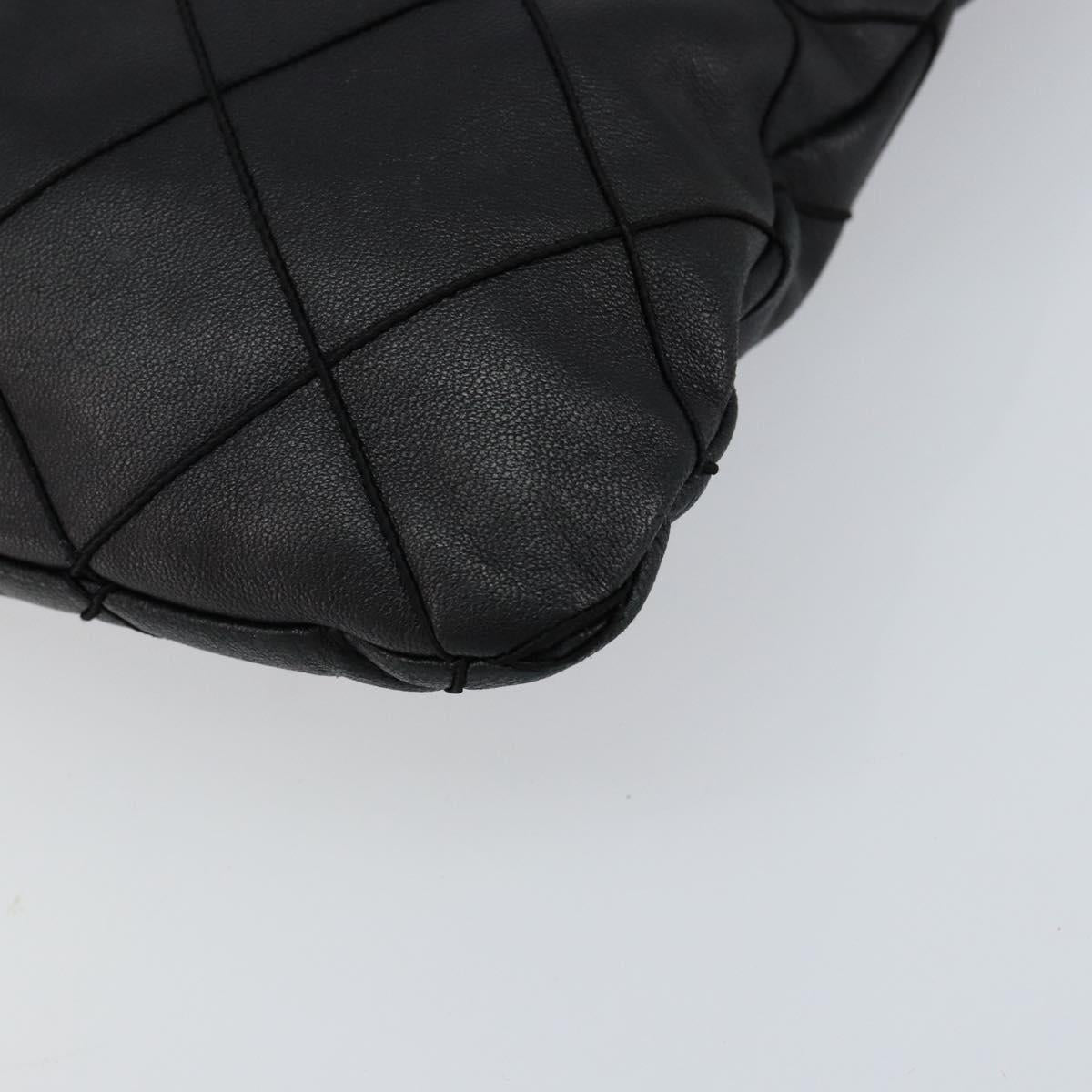 CHANEL Matelasse Chain Shoulder Bag Lamb Skin Black Gold CC Auth BA7756