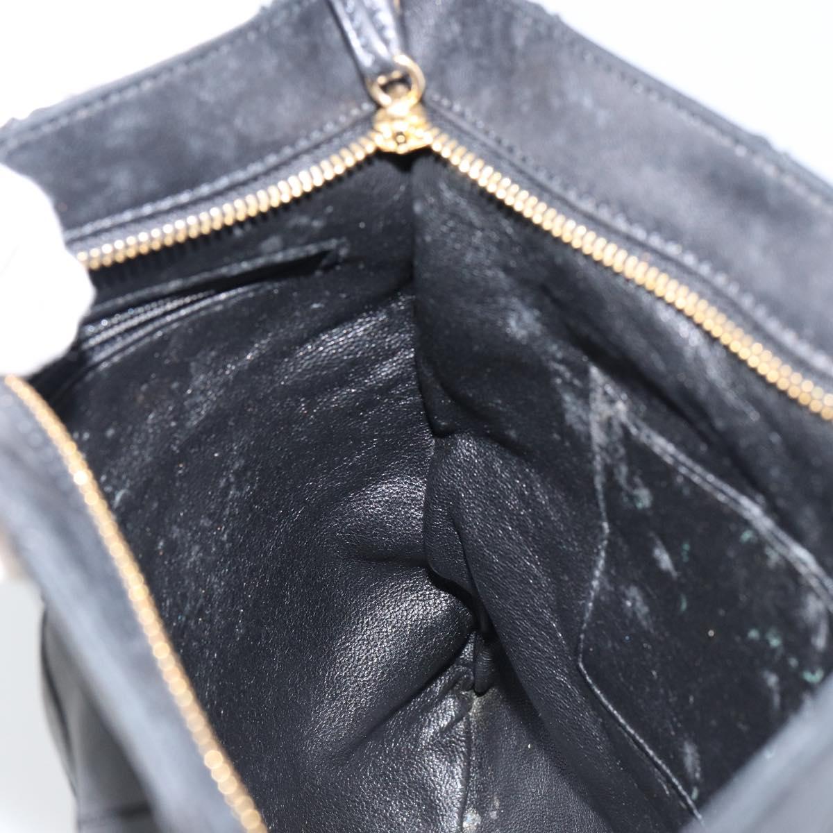 CHANEL Matelasse Chain Shoulder Bag Lamb Skin Black Gold CC Auth BA7756