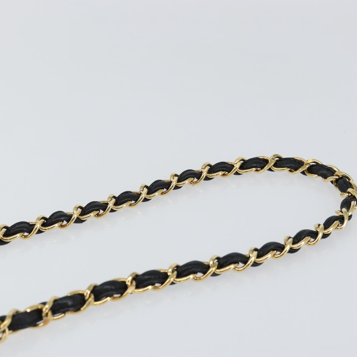 CHANEL Matelasse Chain Shoulder Bag Lamb Skin Black Gold CC Auth BA7756