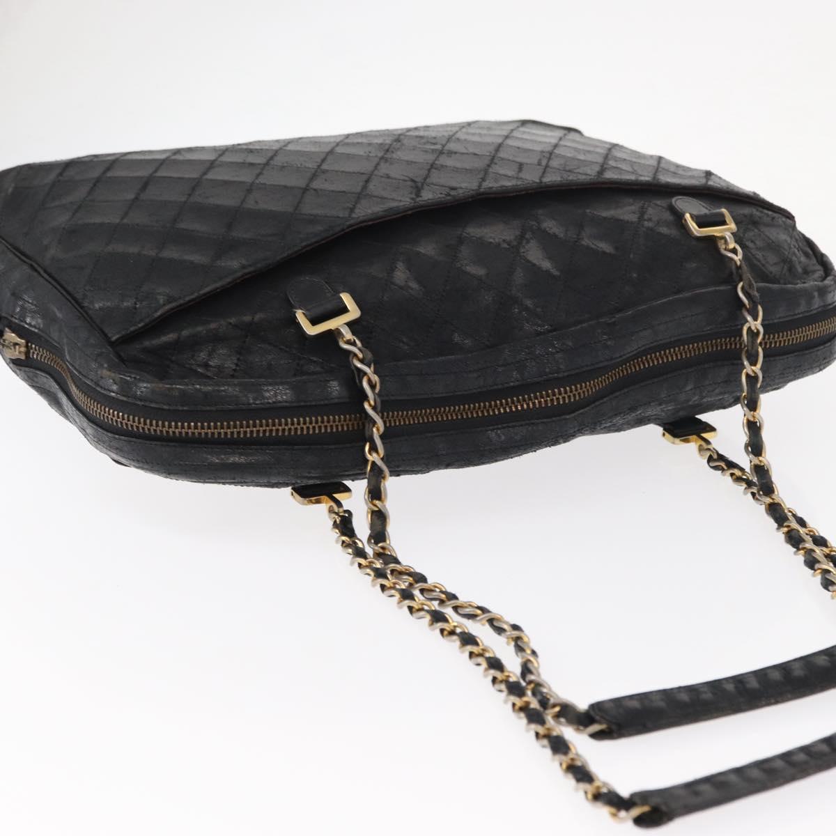 CHANEL Matelasse Chain Shoulder Bag Lamb Skin Black Gold CC Auth BA7757