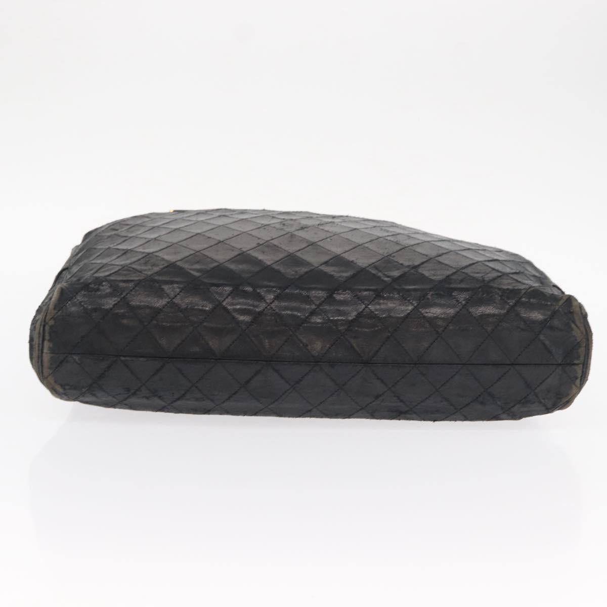 CHANEL Matelasse Chain Shoulder Bag Lamb Skin Black Gold CC Auth BA7757