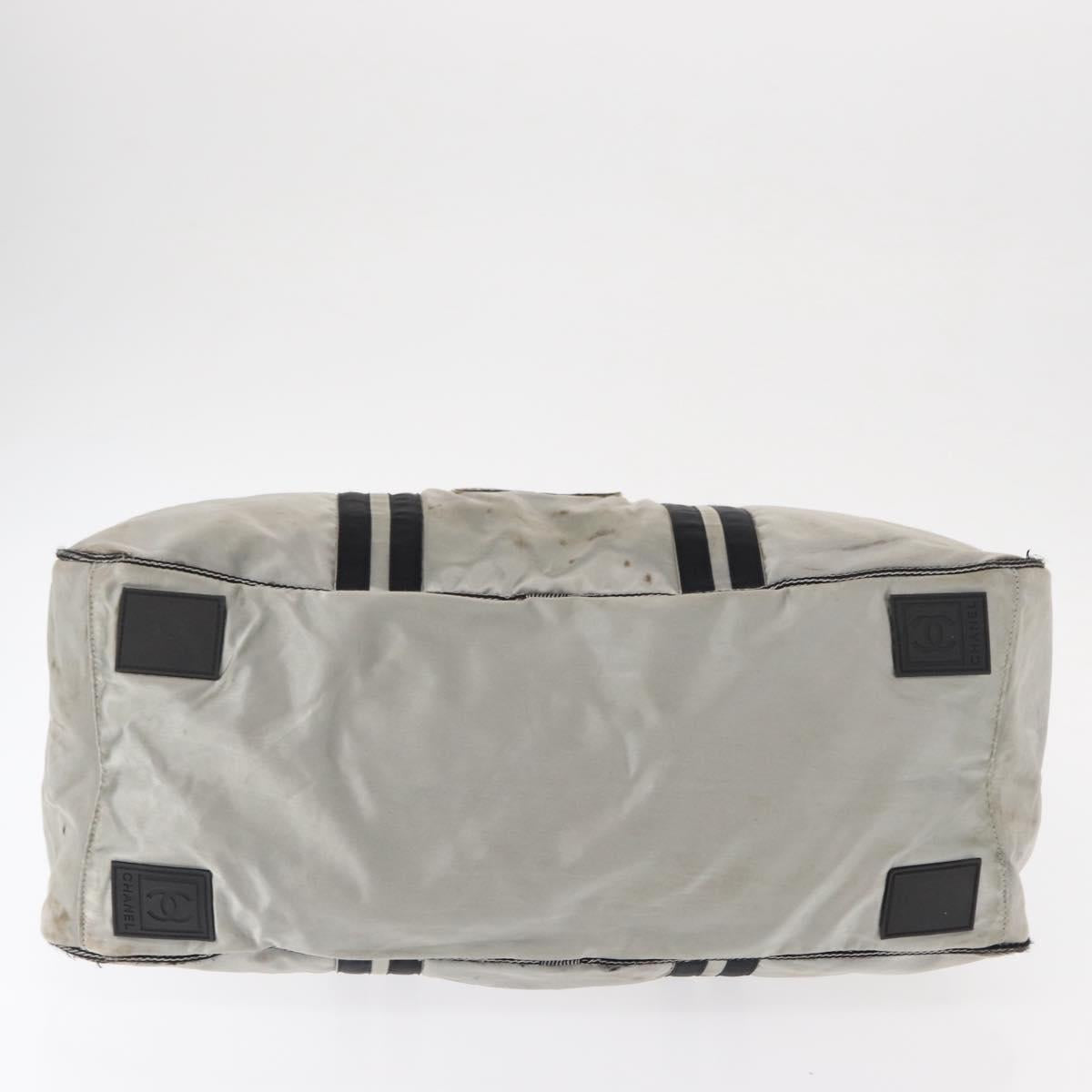 CHANEL Sports Line Boston Bag Nylon Silver CC Auth BA7758