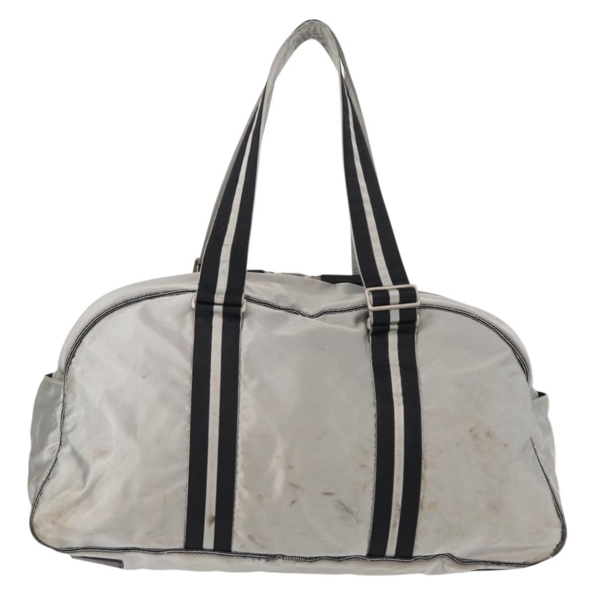 CHANEL Sports Line Boston Bag Nylon Silver CC Auth BA7758