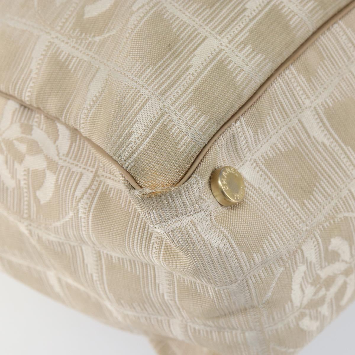 CHANEL New Travel Line Tote Bag Nylon Beige Gold CC Auth BA7759