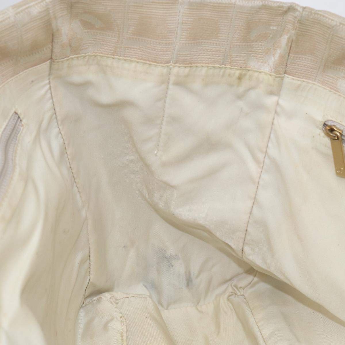 CHANEL New Travel Line Tote Bag Nylon Beige Gold CC Auth BA7759