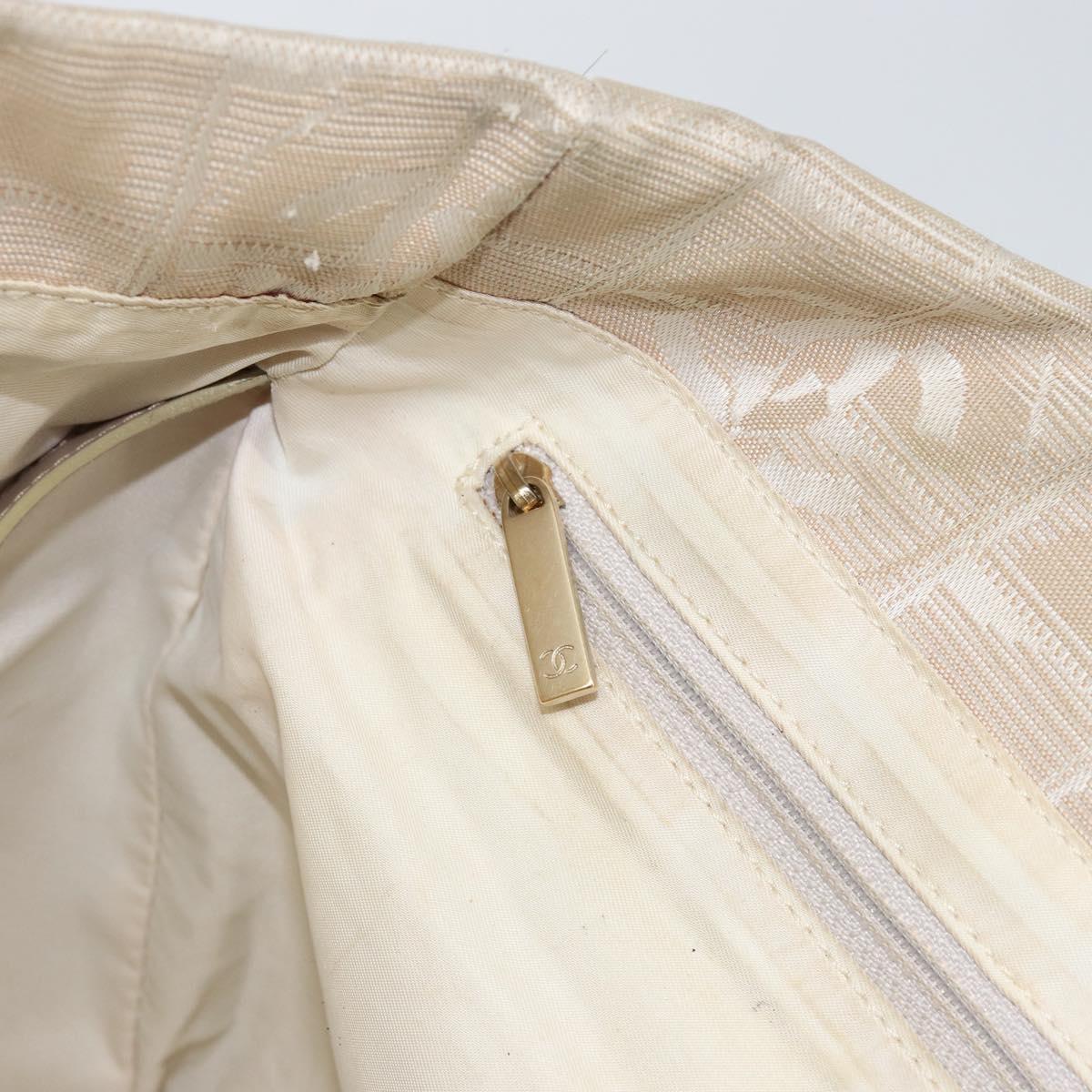 CHANEL New Travel Line Tote Bag Nylon Beige Gold CC Auth BA7759