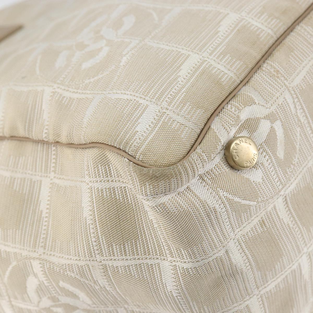CHANEL New Travel Line Tote Bag Nylon Beige Gold CC Auth BA7760