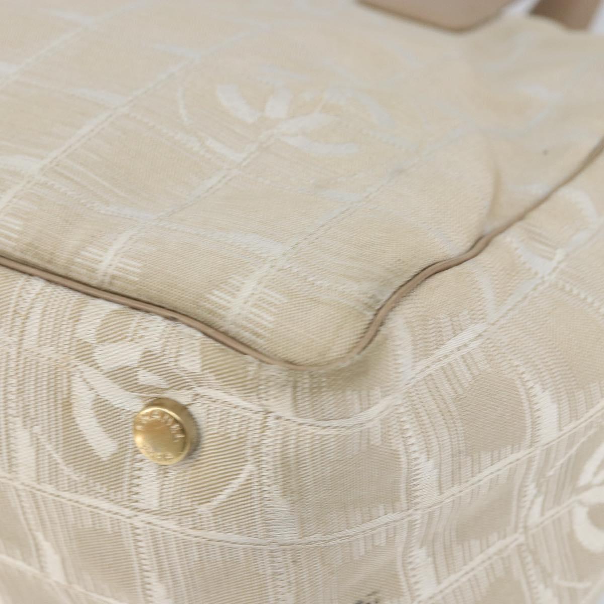 CHANEL New Travel Line Tote Bag Nylon Beige Gold CC Auth BA7760