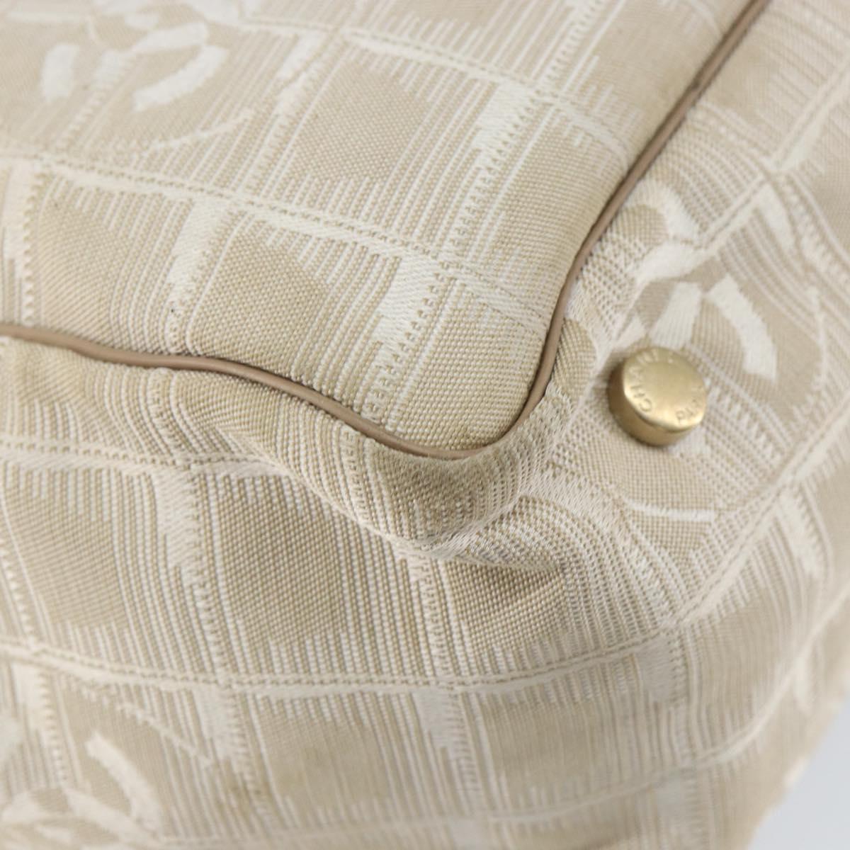 CHANEL New Travel Line Tote Bag Nylon Beige Gold CC Auth BA7760