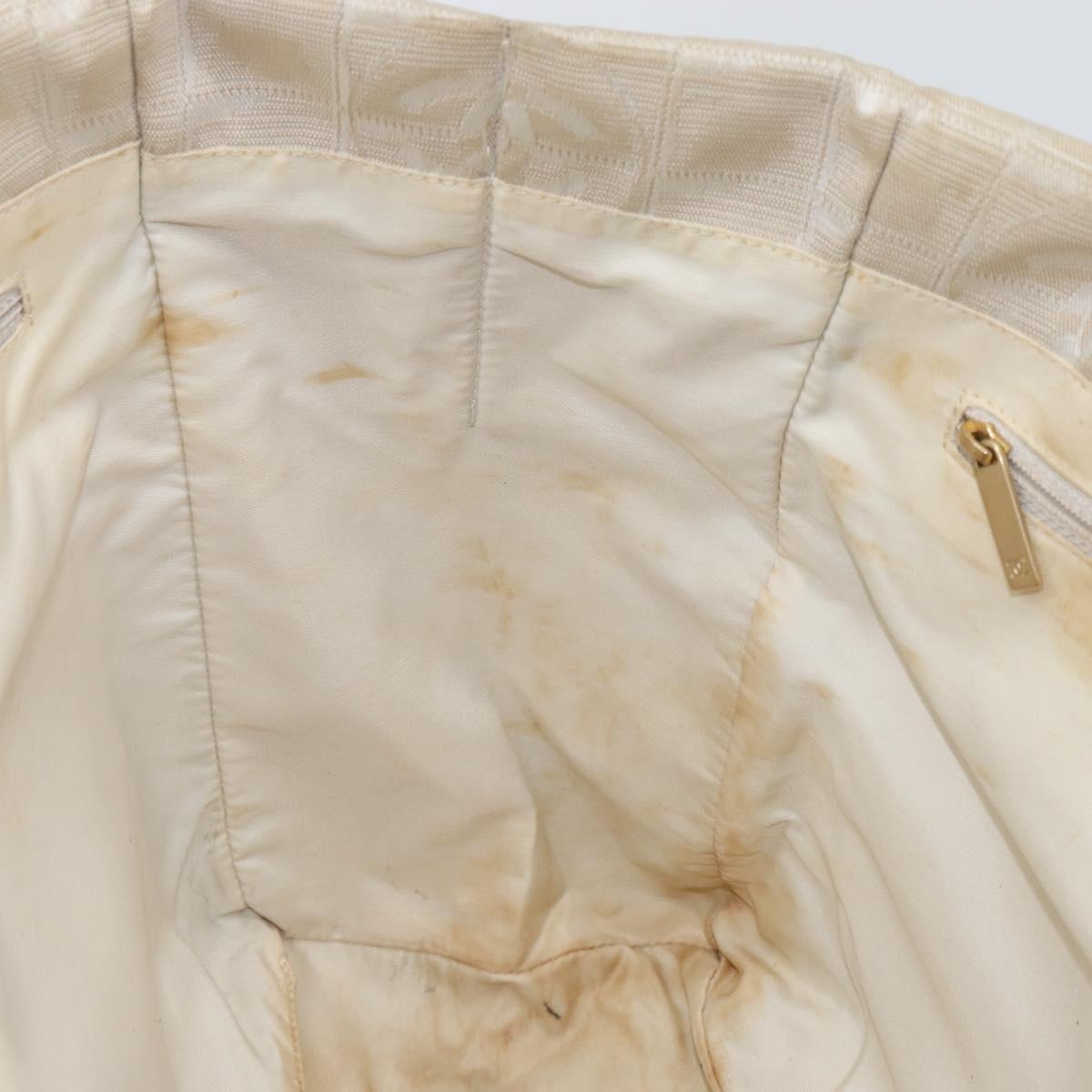 CHANEL New Travel Line Tote Bag Nylon Beige Gold CC Auth BA7760