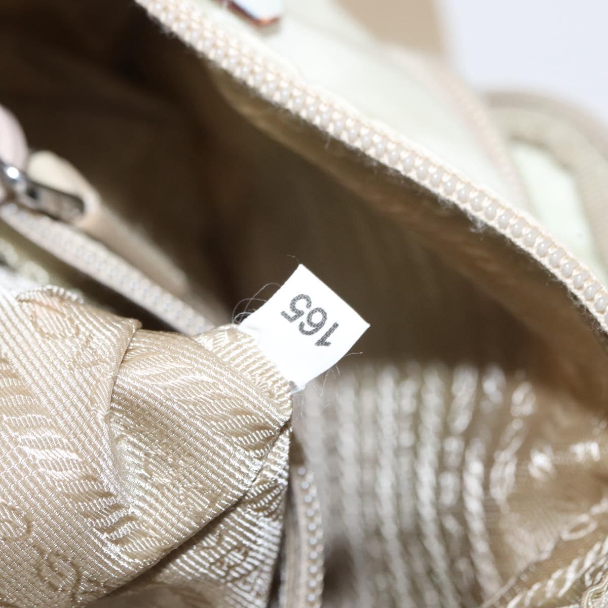 PRADA Shoulder Bag Nylon Beige Silver Auth BA7762
