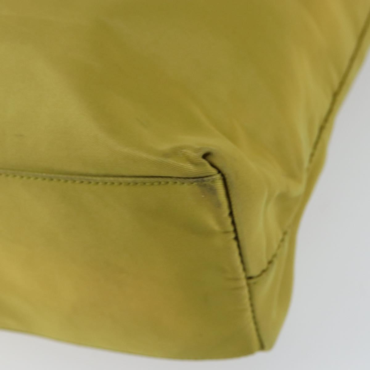 PRADA Shoulder Bag Nylon Yellow Silver Auth BA7763