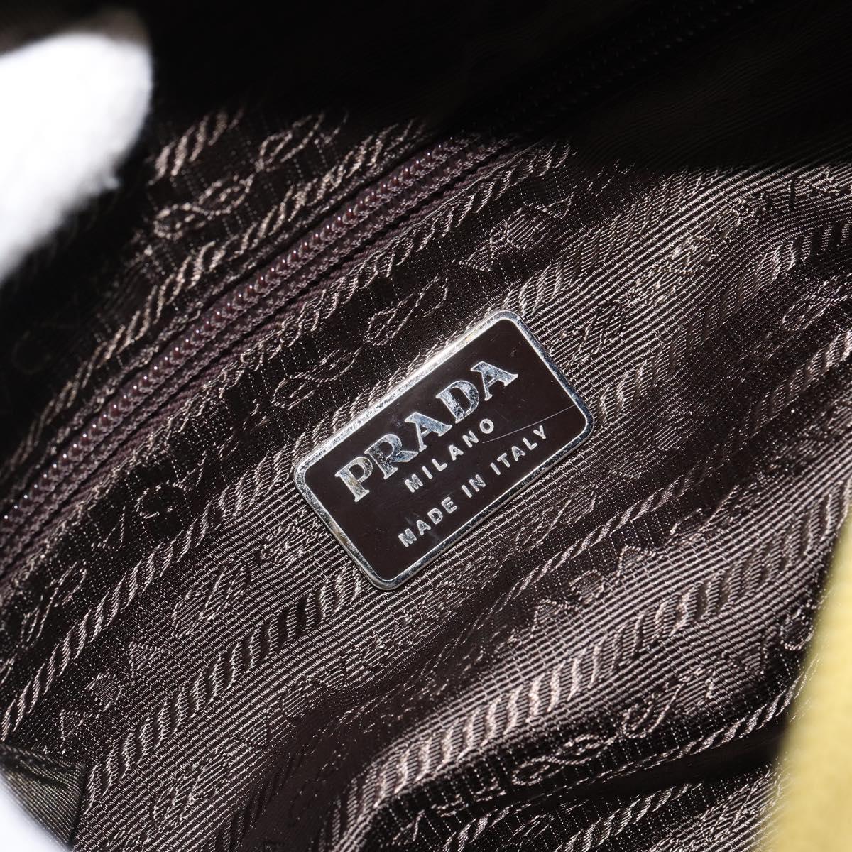 PRADA Shoulder Bag Nylon Yellow Silver Auth BA7763