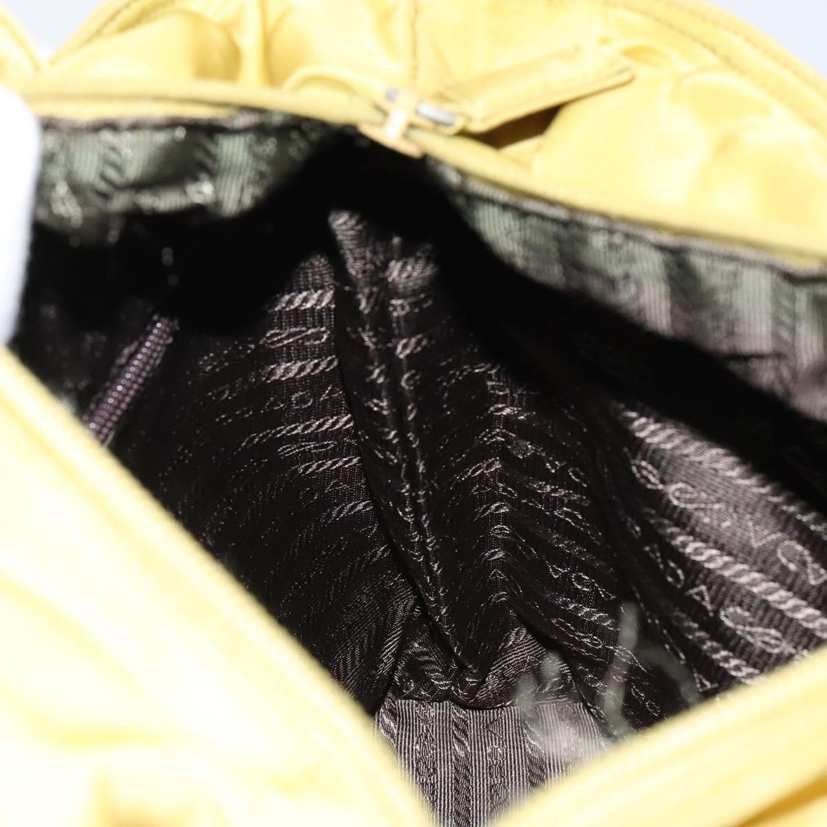 PRADA Shoulder Bag Nylon Yellow Silver Auth BA7763