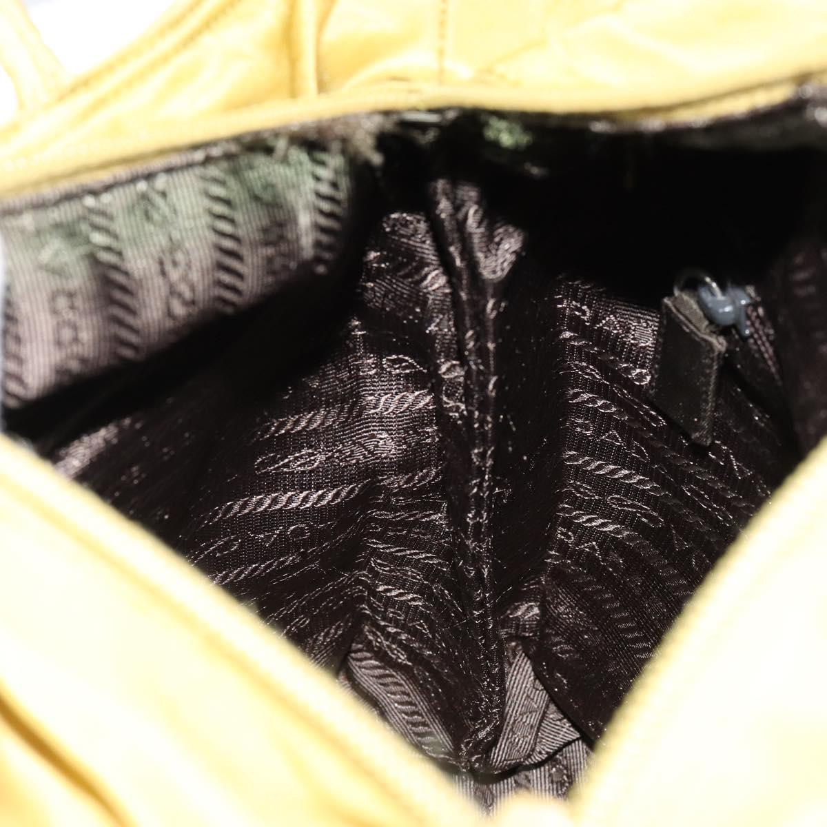 PRADA Shoulder Bag Nylon Yellow Silver Auth BA7763