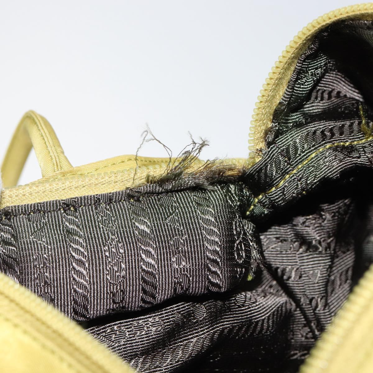 PRADA Shoulder Bag Nylon Yellow Silver Auth BA7763