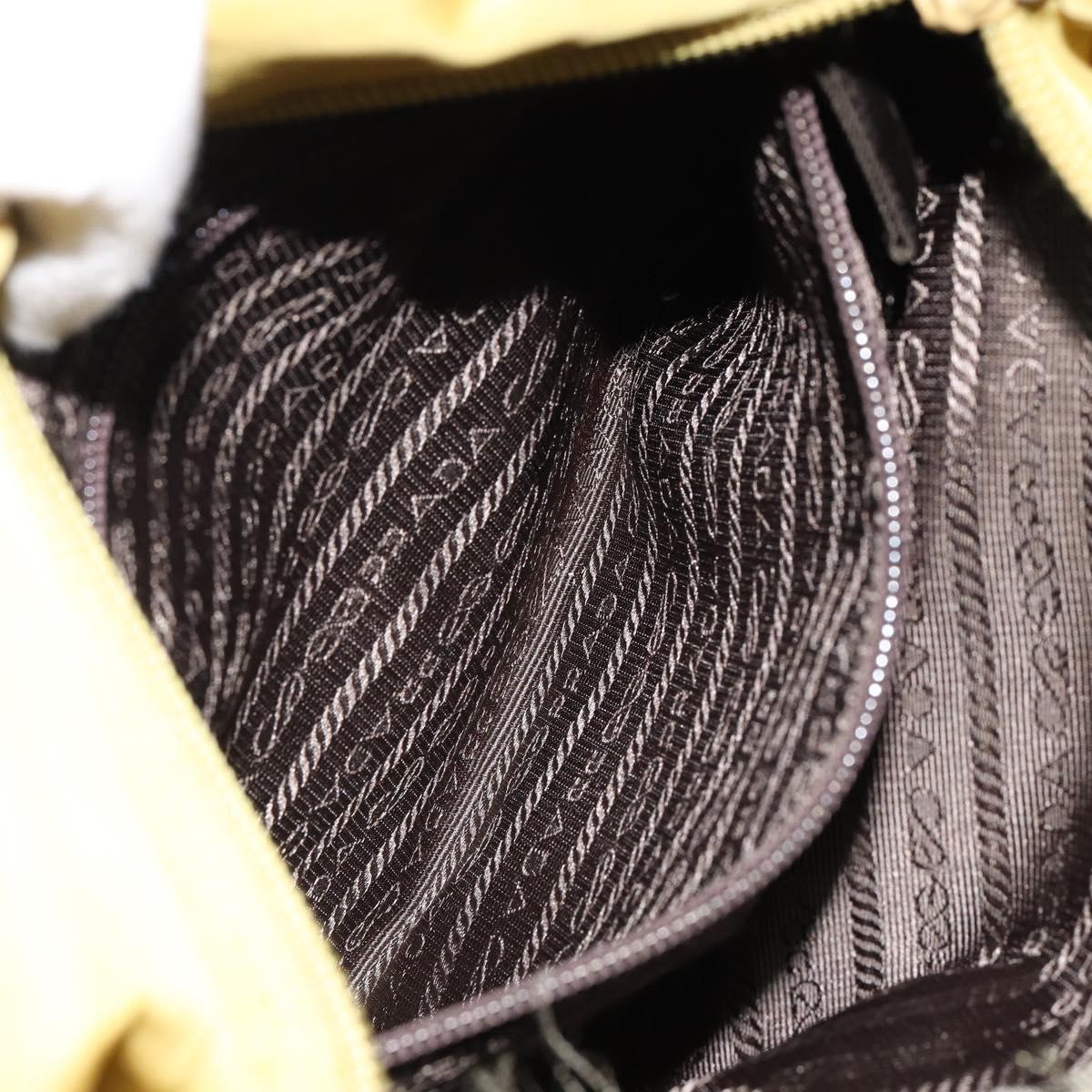 PRADA Shoulder Bag Nylon Yellow Silver Auth BA7763