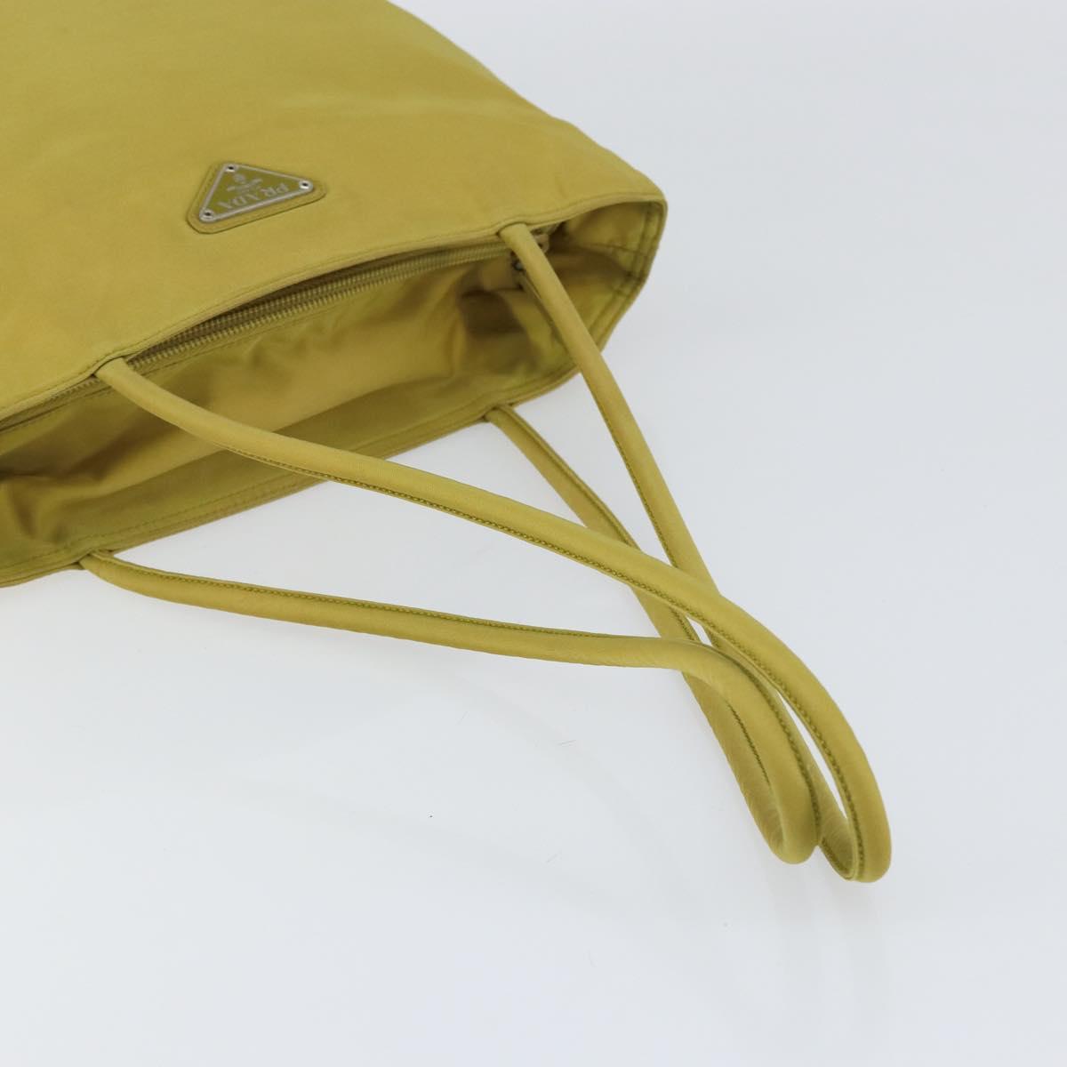 PRADA Shoulder Bag Nylon Yellow Silver Auth BA7763